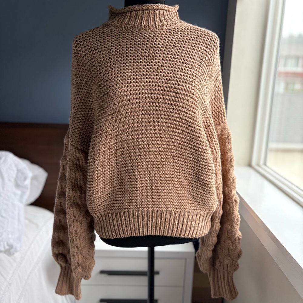 Forever 21 | Oversized Camel Brown Cowl Neck Sweater w Ballon Sleeves